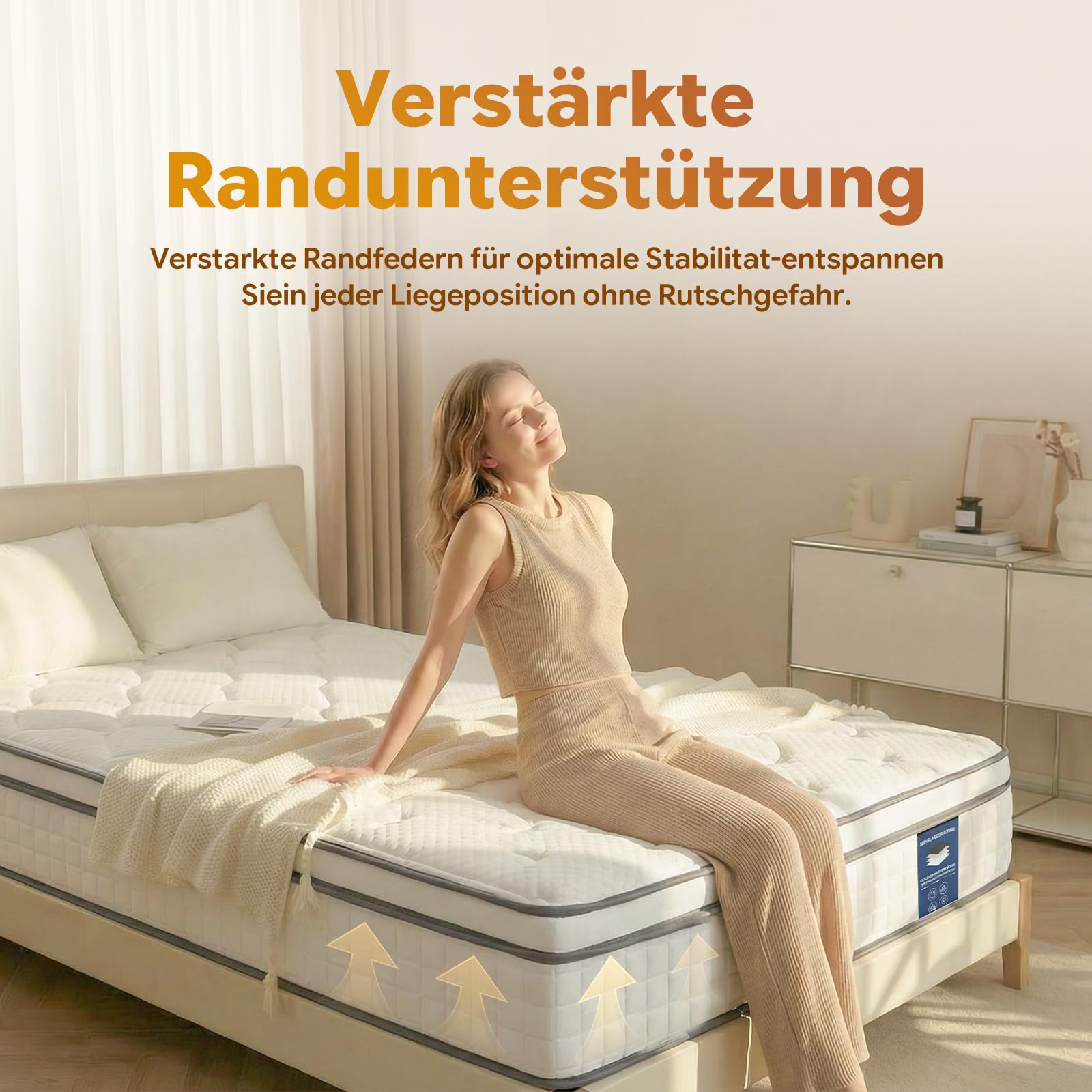 Matratze 180x200 cm Höhe 25cm, Härte H3, 7-Zonen Taschenfederkernmatratze, mit Komfortschaum, Orthopädische Ergonomische Matratze, Öko-TEX & CertiPUR Zertifiziert, Druck- & Rückenschmerzen (180x200cm)