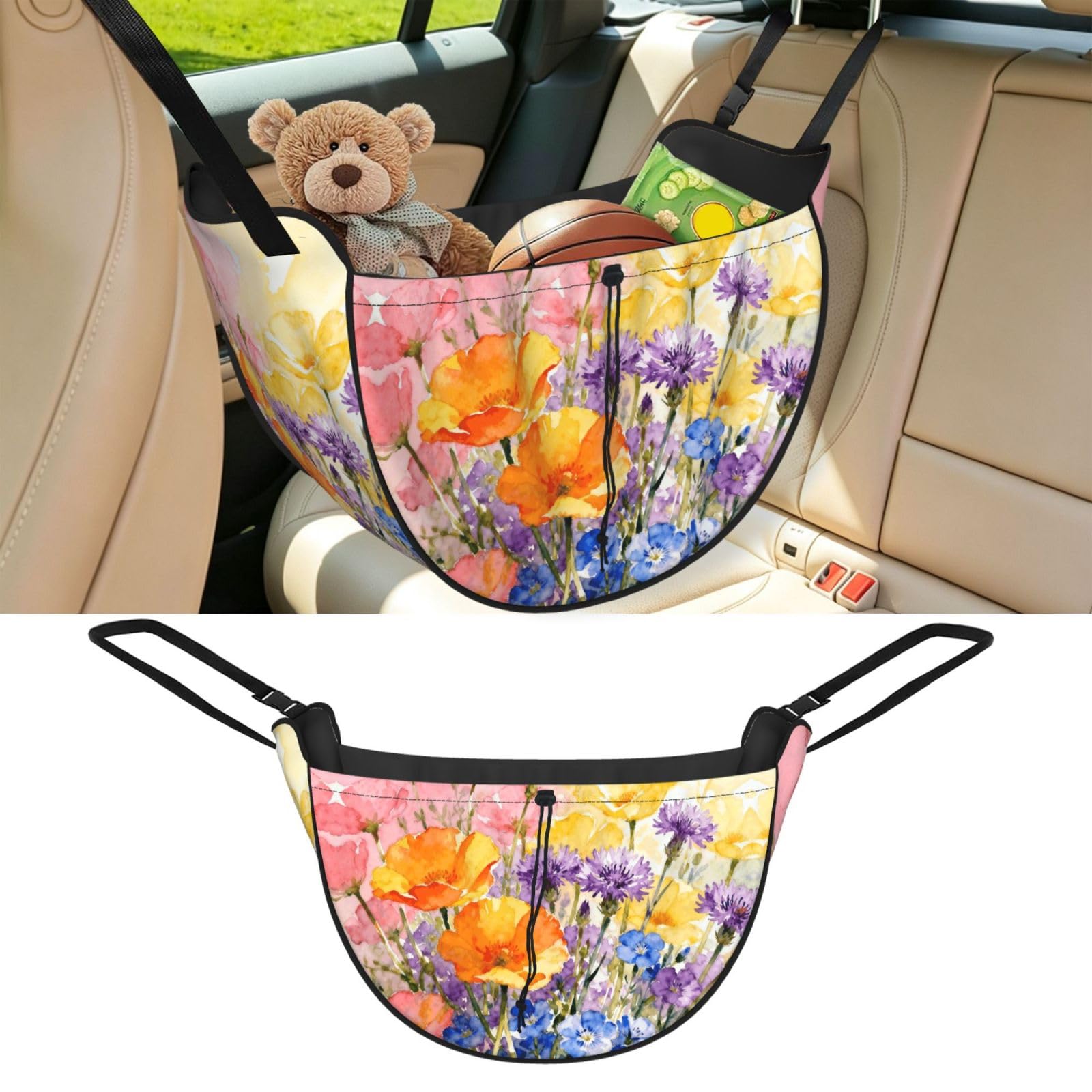 Cntdbu Black Dopamine Wildflowers Car Seat Organizer-Backseat Storage Bag For Travel