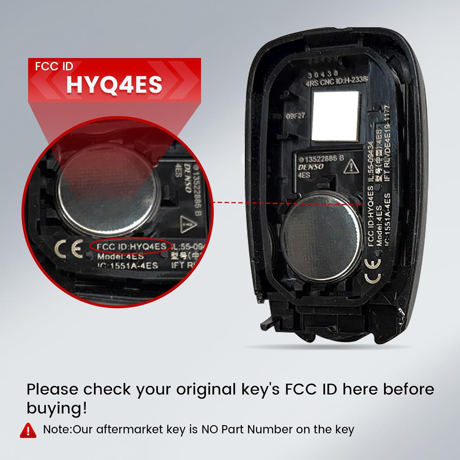Beefunny Smart Key Fob Replacement for Chevy Camaro 2021 2022 2023 2024 Keyless Entry Remote Control Car Keyfob 6 Buttons 433MHz FCC ID:HYQ4ES