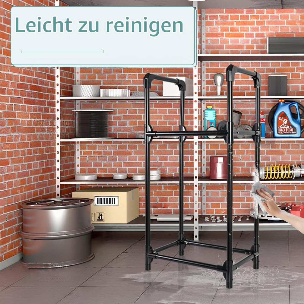 Hershii Reifenständer 2 Ebenen Reifenregal für 4 Reifen aus Metall für Garage Keller Werkstatt Lagerhaus,57.2 X 37.3 X 114.6cm (Black) | Reifenständer für Innen und Außen - schwarz Metall 50 cm x 35 cm x 110 cm