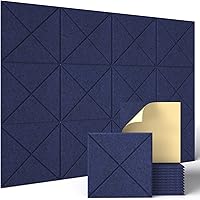 Vista 81 de Sonicism Paquete de 12 paneles acústicos forrados en X con autoadhesivo, paneles de espuma a prueba de sonido de 12 x 12 x 0.4 pulgadas, paneles