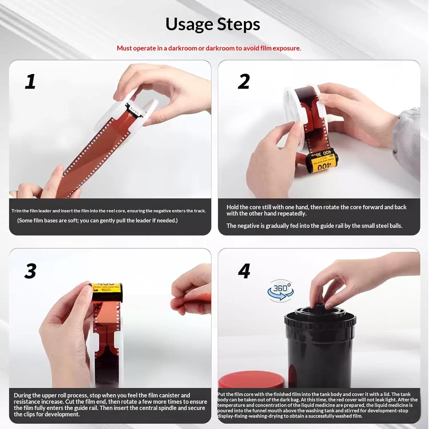 Professional Film Developing Container Developing Washing Darkroom Processing Equipment for 135 35mm 120 Accessories Process