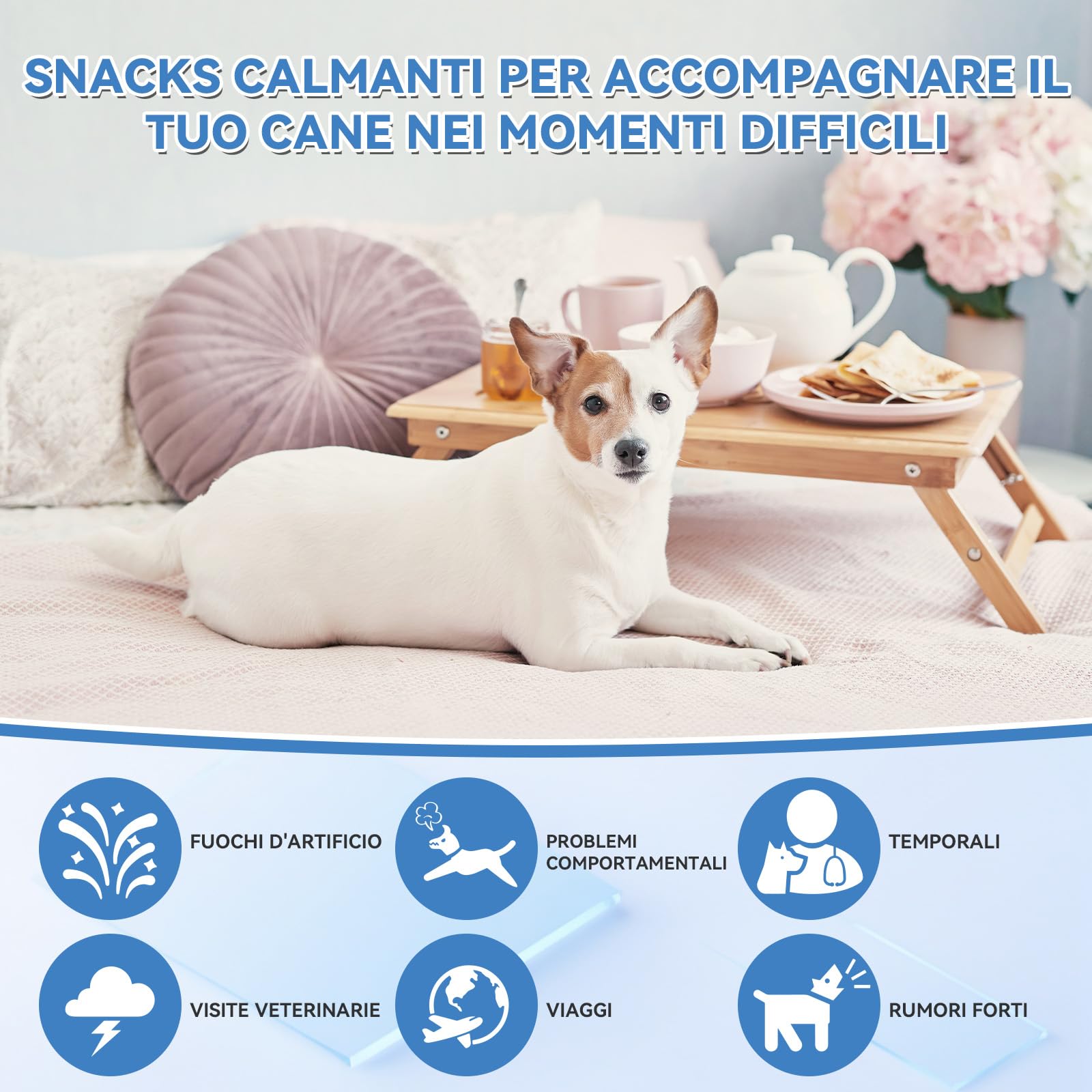 WEALLIN Snack Calmante per Cani, 200 unità Naturale Bocconcini Calmanti per Cani, Supporta Separazione, Abbaio, Viaggio, Fuochi d'Artificio, Aggressività, per Tutte Le Razze e Taglie, Sapore Pollo