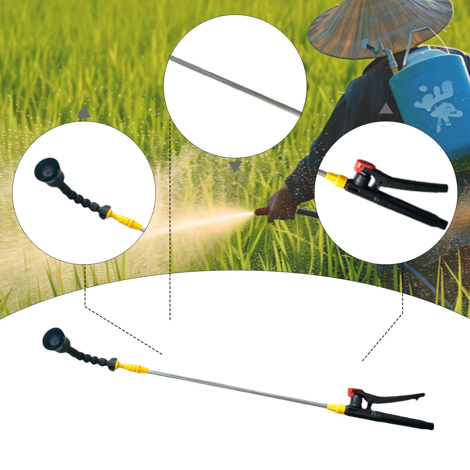 Lance D'arrosage Rétractable, Lance D'arrosage, 70 Cm - 130 Cm, Rallonge Ergonomique, Accessoires de Jardin pour Plantes D'extérieur, Buse Universelle