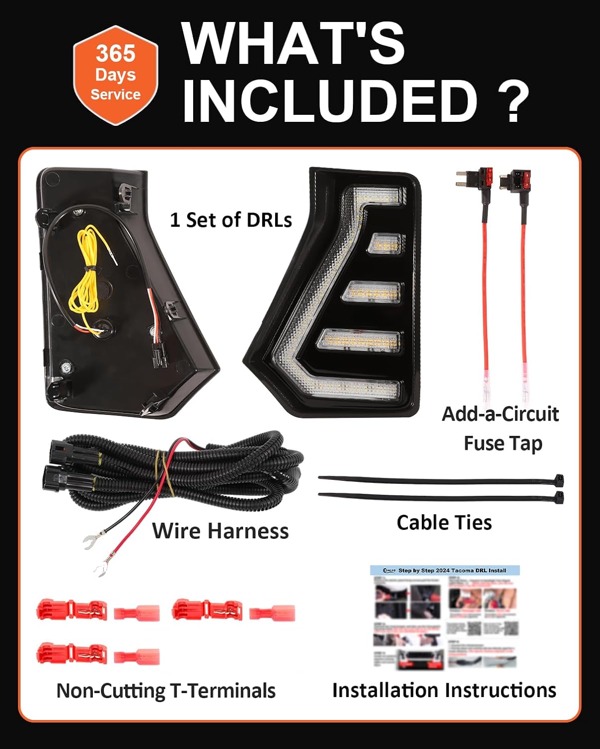 LED Fog Lights Kit for 2024 2025 2026 Toyota Tacoma DRL Daytime Running Lights Amber Turn Signal Front Bumper Lamps 4th Gen Toyota Tacoma Accessories (C-shaped)