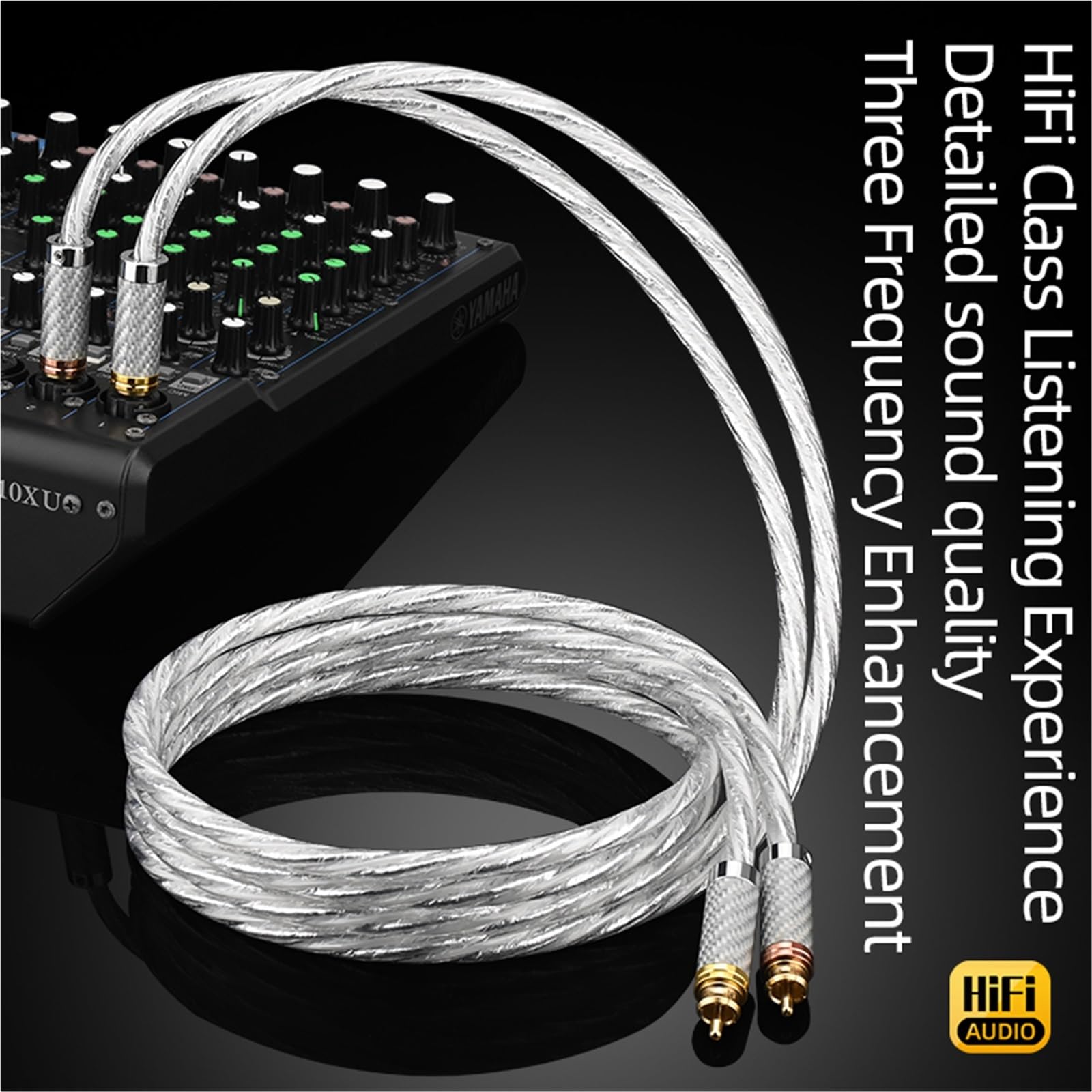 Podwójny kabel audio HiFi 6,5 mm do podwójnego RCAA do wzmacniacza, miksera, posrebrzany kabel audio 2RCA do gniazda 6,5 mm (3 m)