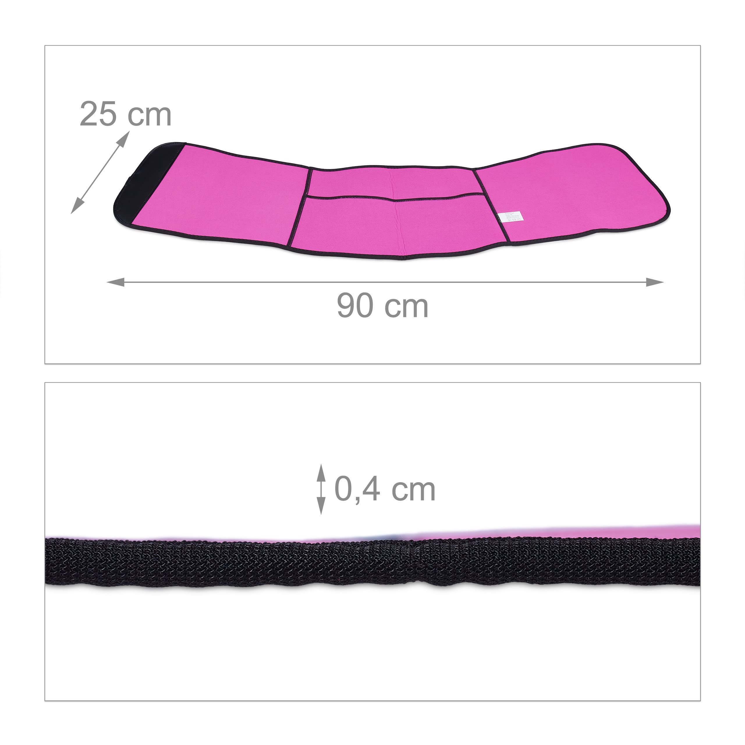 Relaxdays Fascia Addominale Hula Hoop, Cintura Sport per Donne in Neoprene, con Chiusura a Strappo, V.Misure, Rosa Nera