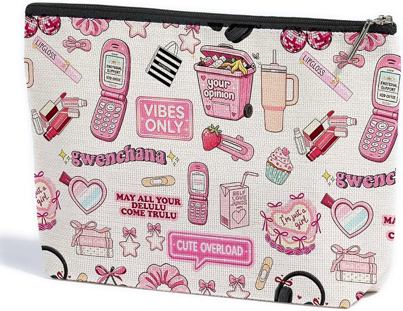 Necessaire de maquiagem ZHAMEN 1547 em lona com zíper, multicolorida, 20,07 x 17,78 x 6,35 cm