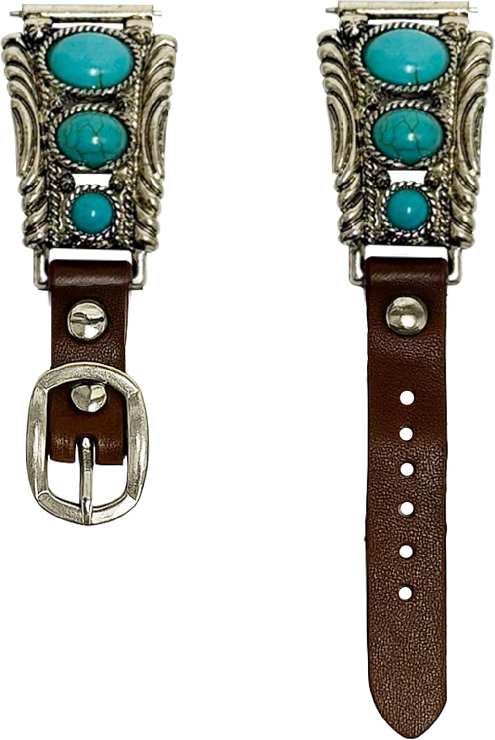 Western Leather Watch Band with Smart Pin Lock, Compatible with Samsung Galaxy Watch 4/5/6/7 (20mm), Watch 4 Classic, Garmin & Fitbit – 16 Western Engraved Styles