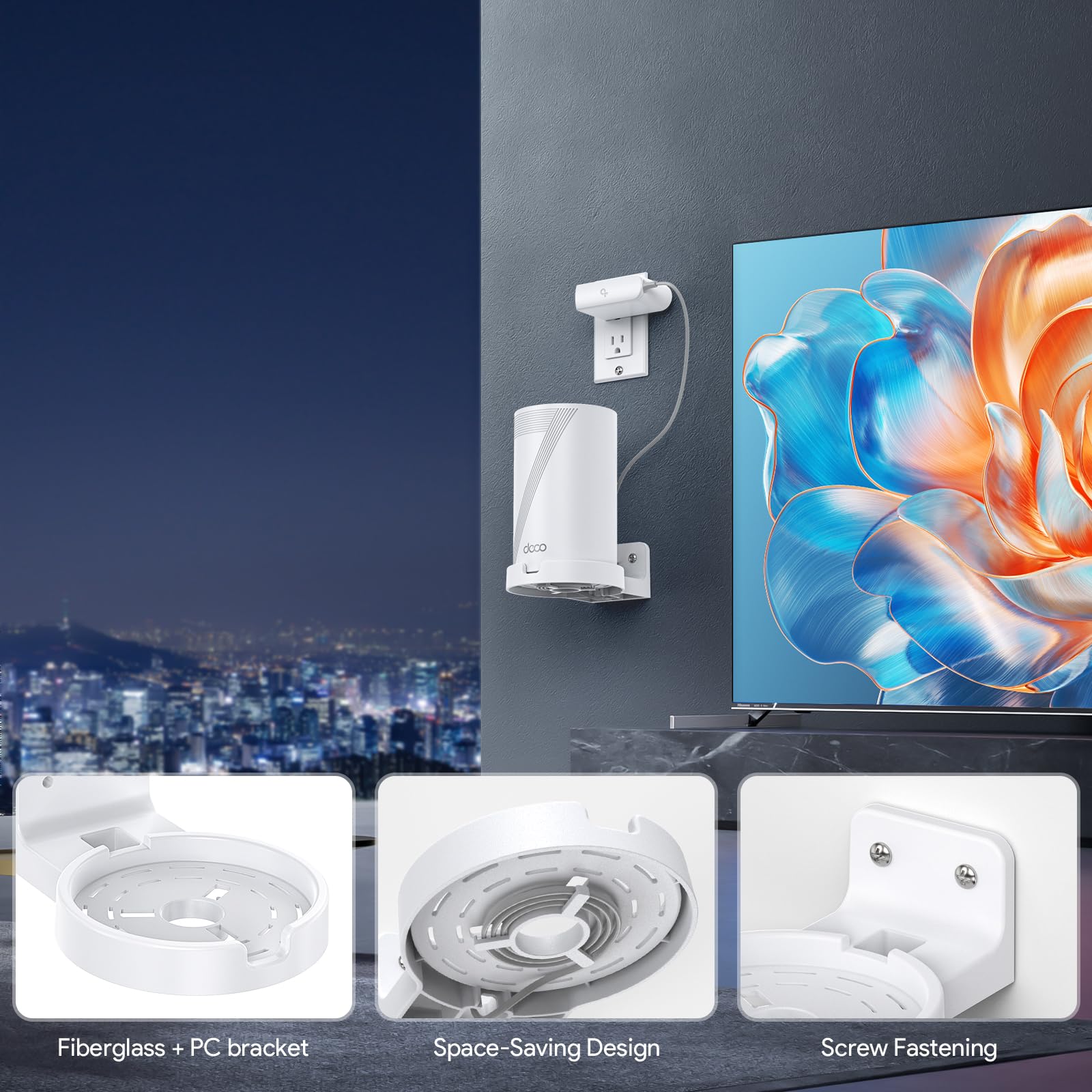 XLTTYWL Deco - Kit de Montaje en Pared WiFi 7, Deco BE63/BE65/BE67/BE10000/BE9300/BE14000 y XE75 Pro XE75 X80 X75 Series Soporte de Montaje en Router para TP Decos 7 Tri-Band WiFi