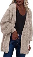Dowerme Women's Oversized Open Front Cardigan Sweater - Drop Shoulder Puffy Sleeve Slouchy Knit for Fall Spring 2026