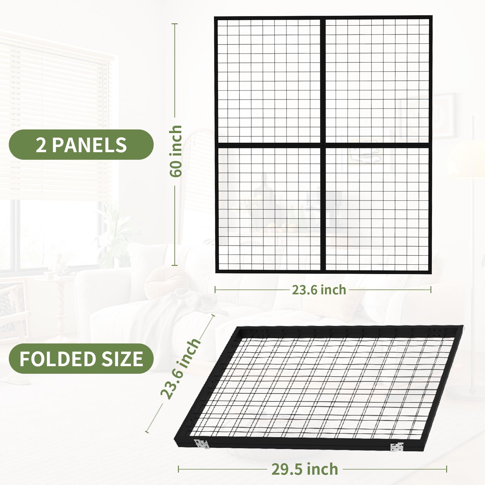 Faltbare Gitterwand-Präsentationstafel – 2 Stück 60 x 152 cm robuste Z-Einheit Drahtgitter-Wandpaneele für Einzelhandel, Messen, Pop-Up-Shop, vielseitiges Merchandiser-Display