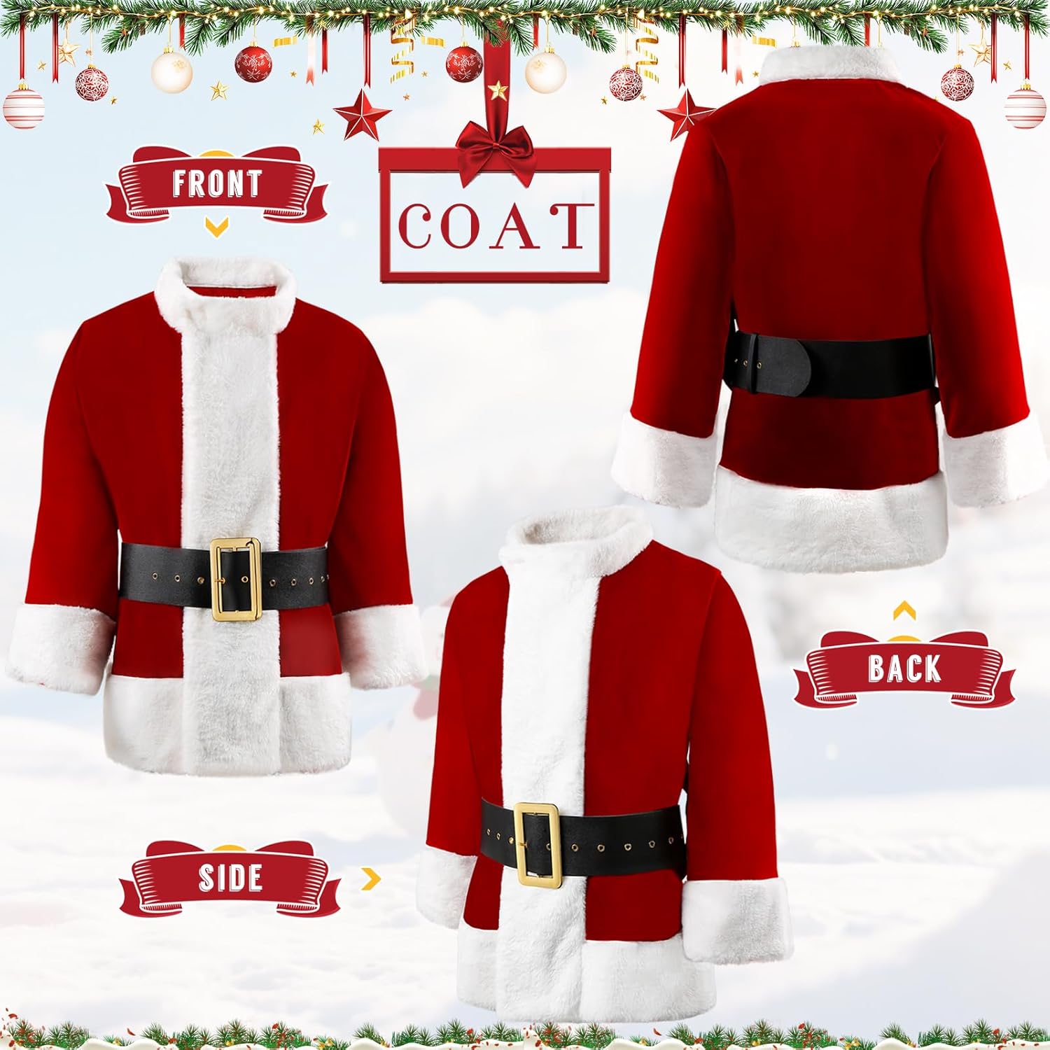 Christmas Santa Costumes Adult Funny Cosplay 8pcs Green Santa Costume,Men's Luxury Velvet Santa Claus Costume for Men - Image 3