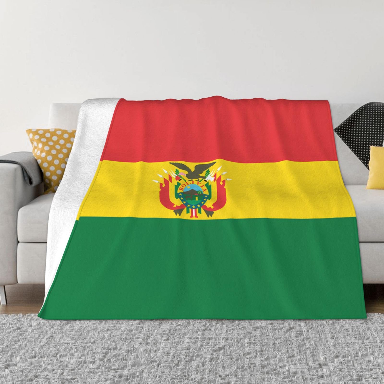 Couverture en flanelle douce drapeau Bolivie pour éliminer le froid au lit