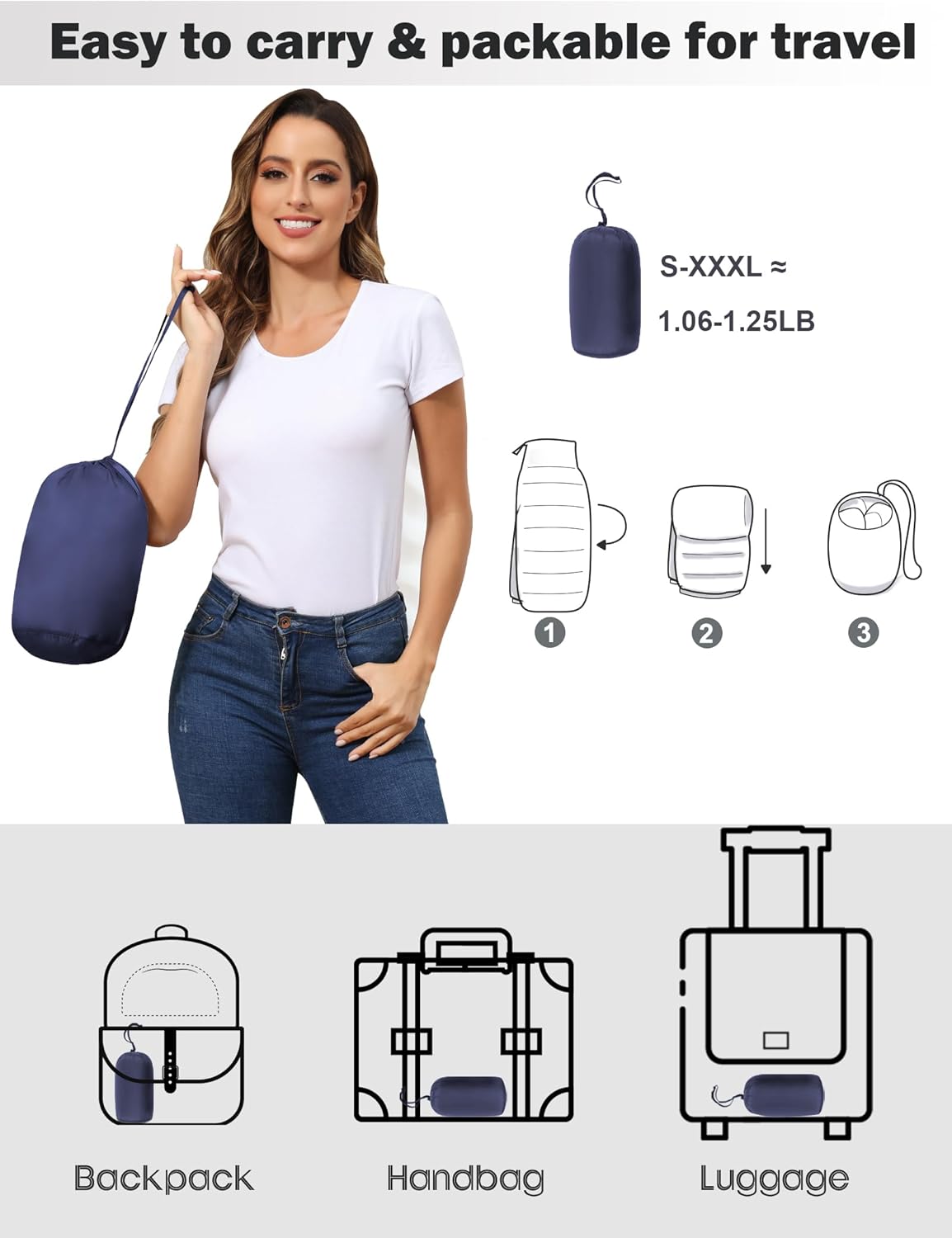 ROYAL MATRIX Women's Packable Puffer Jacket - Lightweight Winter Warm Long Quilted Puffer Coat with Detachable Hood - Image 6