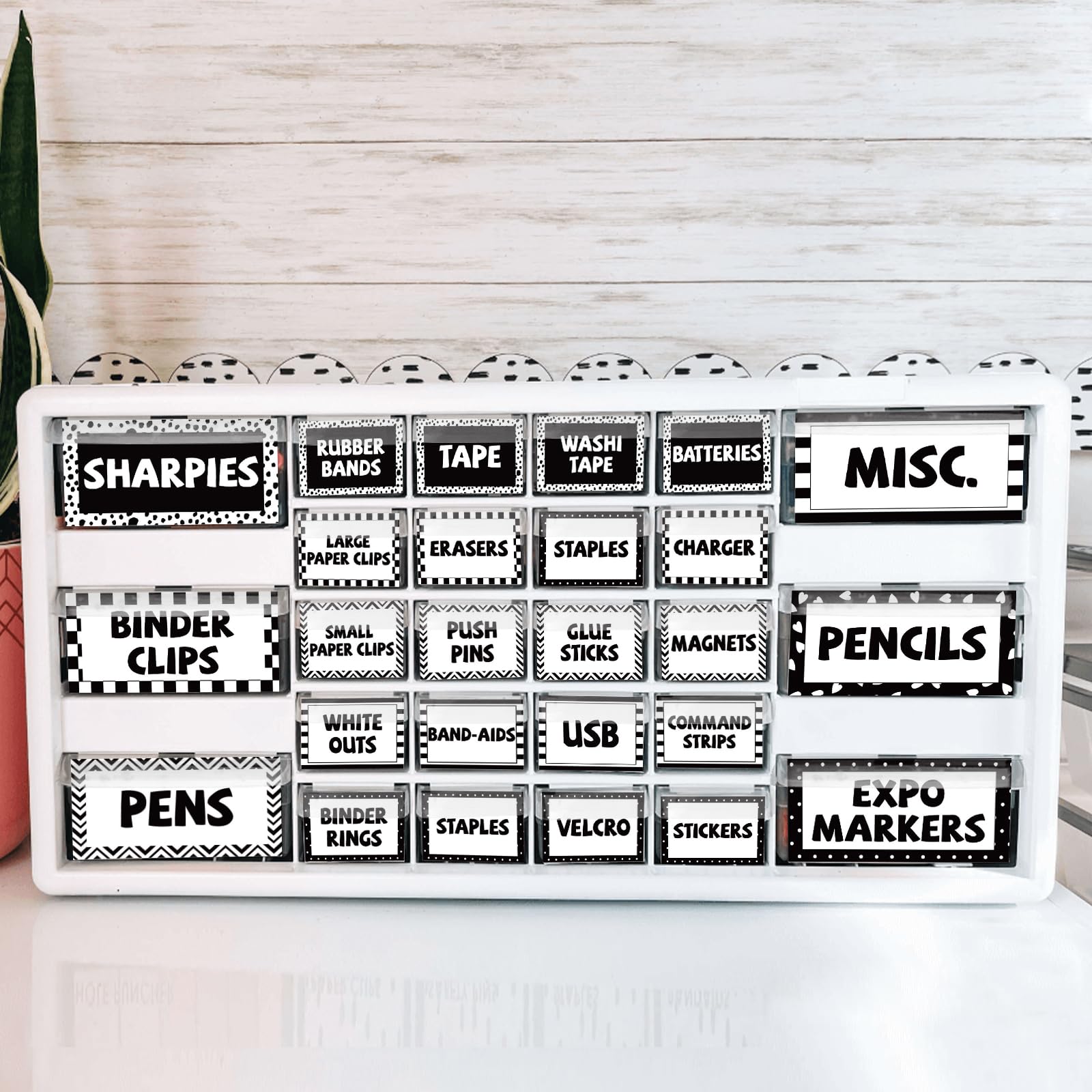 42 Pieces Teacher Toolbox Labels Tool Box Storage Label Classroom Supply Decor for Back to School Teachers Classroom Organization (Blackwhite) โ image 1