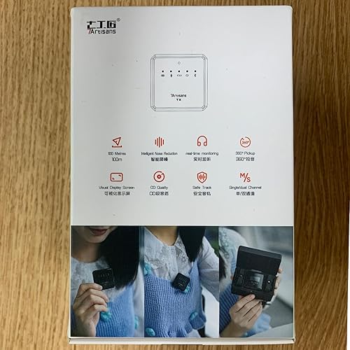 Miniatura 14 de 7artisans Micrófono Lavalier inalámbrico con transmisión inalámbrica de larga distancia de 328.1 ft, batería de 20 horas de duración y reducción de