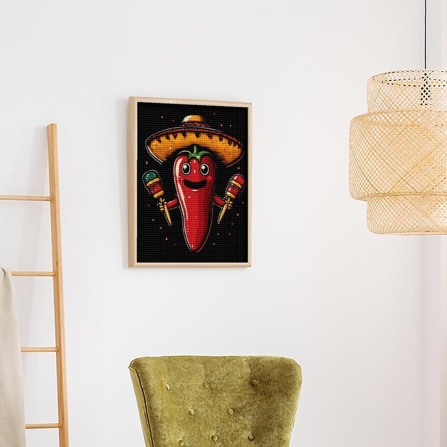 Funny Mexico Red Chili Pepper Funny Diamond Art Painting Kits Paint by Number Drill Arts Pictures DIY Craft Wall Decor