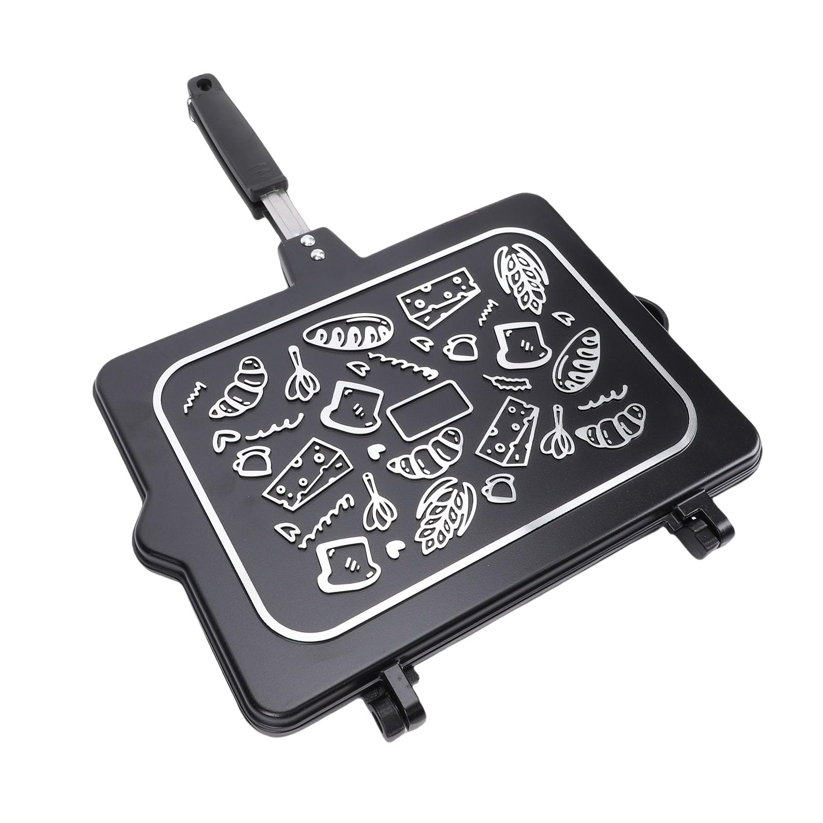 Opiekacz do kanapek, grill z powłoką nieprzywierającą, patelnia do panini z uchwytem, ​​płyta kuchenna, opiekana aluminiowa patelnia, wewnątrz, na zewnątrz, kemping, dom, kuchnia,