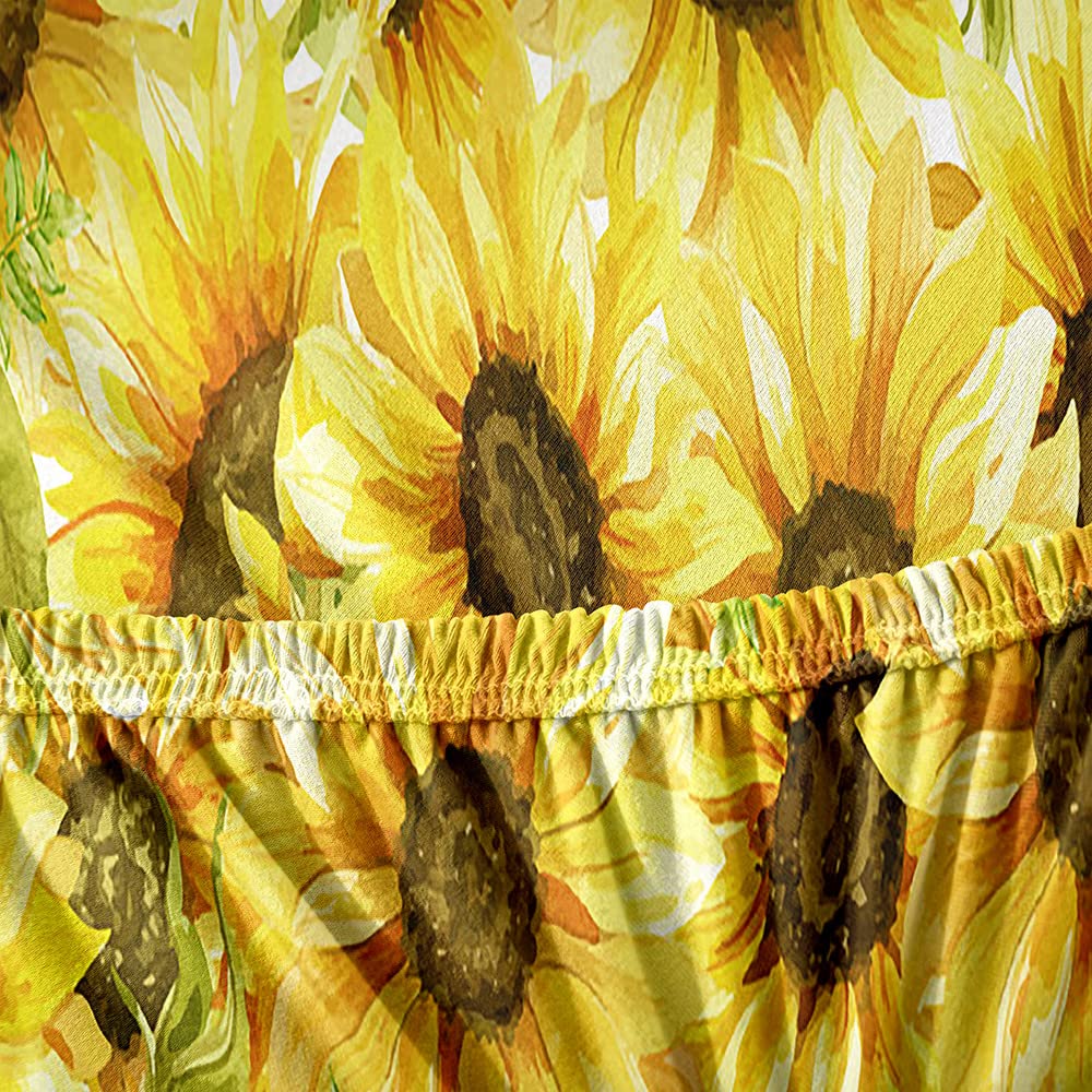 Coprisedie Elasticizzati Con Stampa Girasoli - Set Da 6 Pezzi, Lavabili In Lavatrice, Per Cucina, Hotel E Feste - Foto 12
