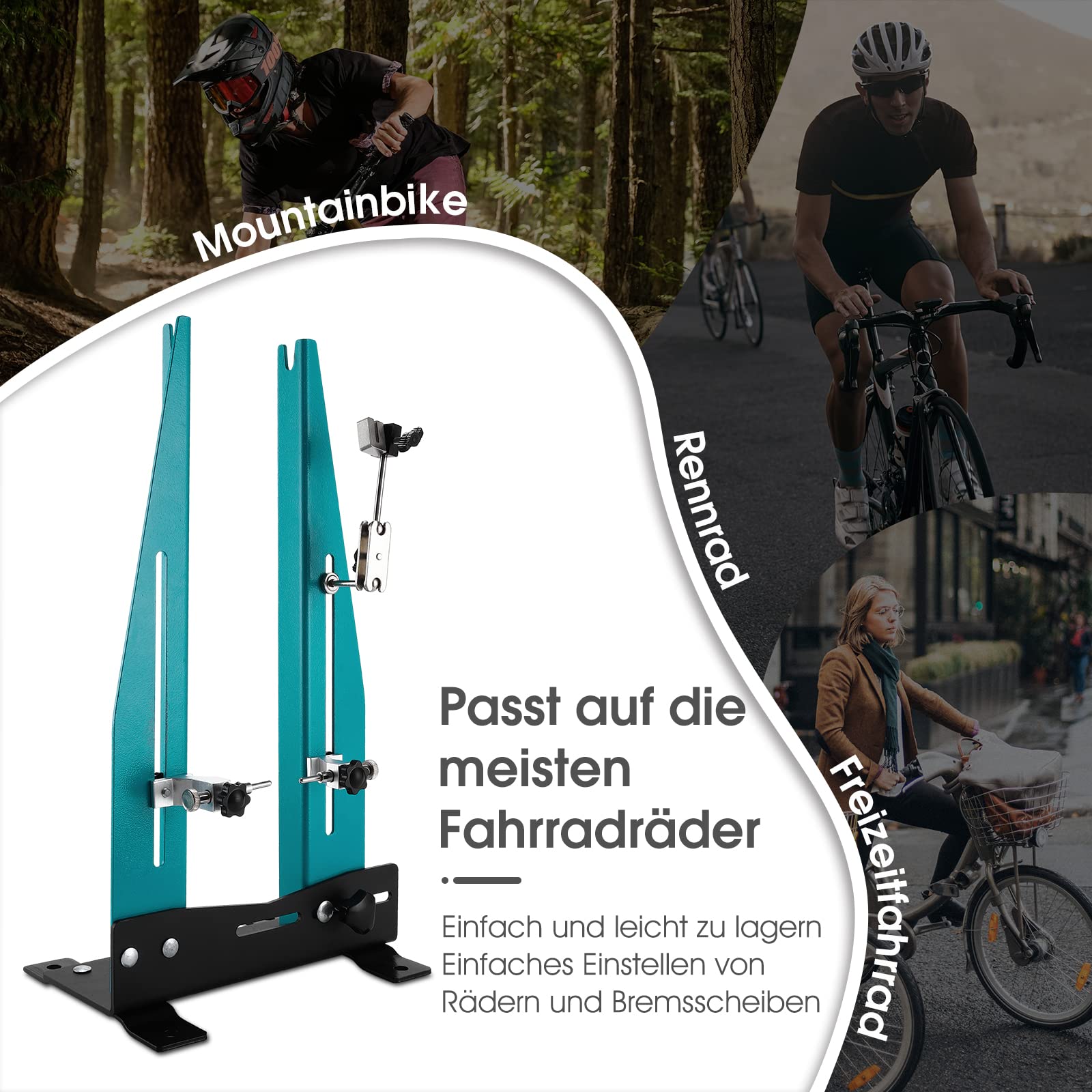 West Biking Zentrierständer Fahrrad 16-29” - Abnehmbarer Fahrrad Zentrierständer Felgen Zentrierwerkzeug mit Speichenschlüssel, Fahrrad Radausrichtung Reparaturwerkzeug für Heimmechaniker