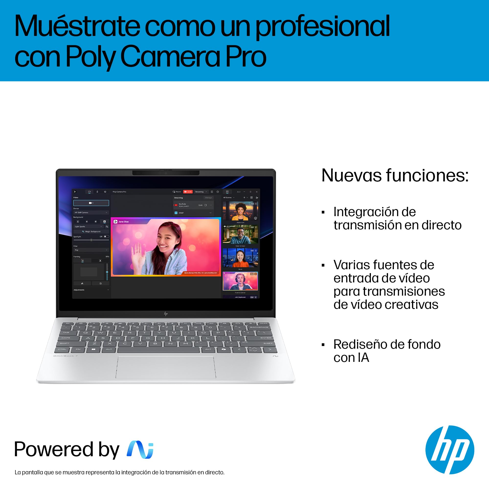 HP OmniBook 7 Aero Ordenador Portátil 13.3" 2K Ryzen AI 7 350, 32GB, 1TB | Ultraligero <1 kg, IA 50 TOPS, AMD Radeon 860M, batería de larga duración, WiFi 6, Windows 11, Teclado Qwerty Español, Gris