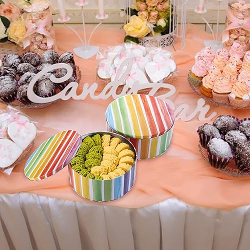 Miniatura 4 de Yopay Paquete de 3 latas de galletas, latas redondas de regalo para hornear pasteles para almacenar pasteles, suministros de manualidades, Pascua,