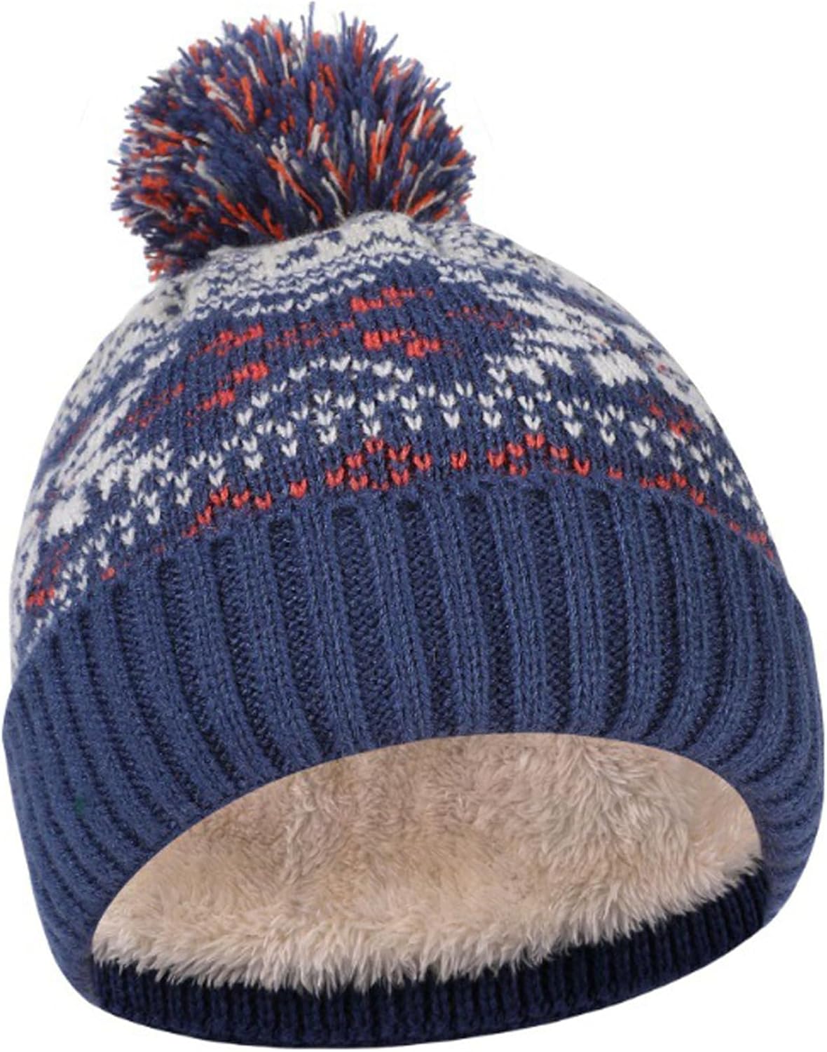 Kids Winter Knitted Hat Gloves Scarf Set 3 Pcs Warm Fleece Lined Beanie with Pom Gloves Neck Warmer for Boys Girls - Image 4