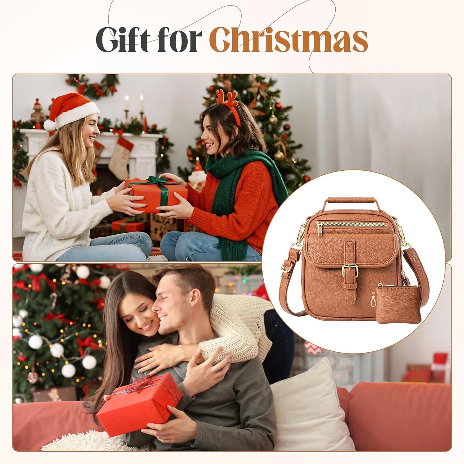 Vegan Leather Crossbody Bag for Women with 2 Straps, Small Messenger Bag with Wallet, Anti Theft Shoulder Bag - Image 8