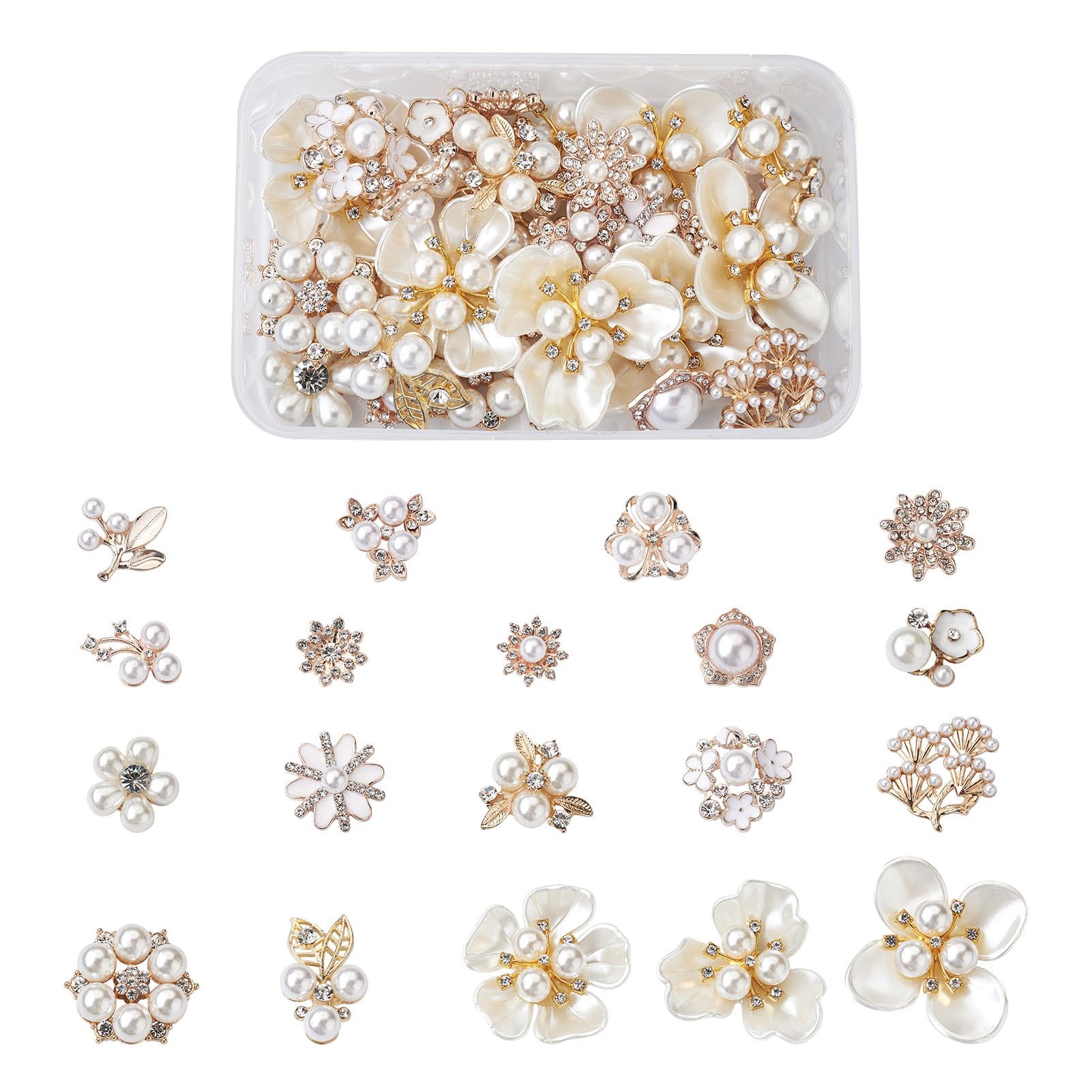 Amazon | Beadthoven 約38個/箱 多種類 花 フラワー カボション パール 