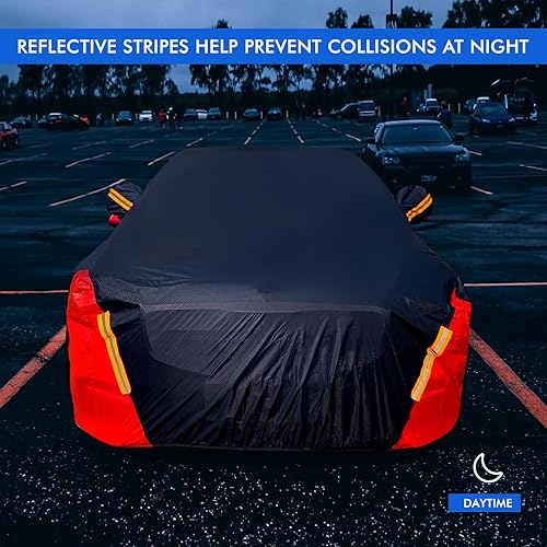 Miniatura 16 de Funda impermeable para automóvil para todo tipo de clima, 6 capas para exteriores, cubierta exterior completa, lluvia, sol, UV, nieve