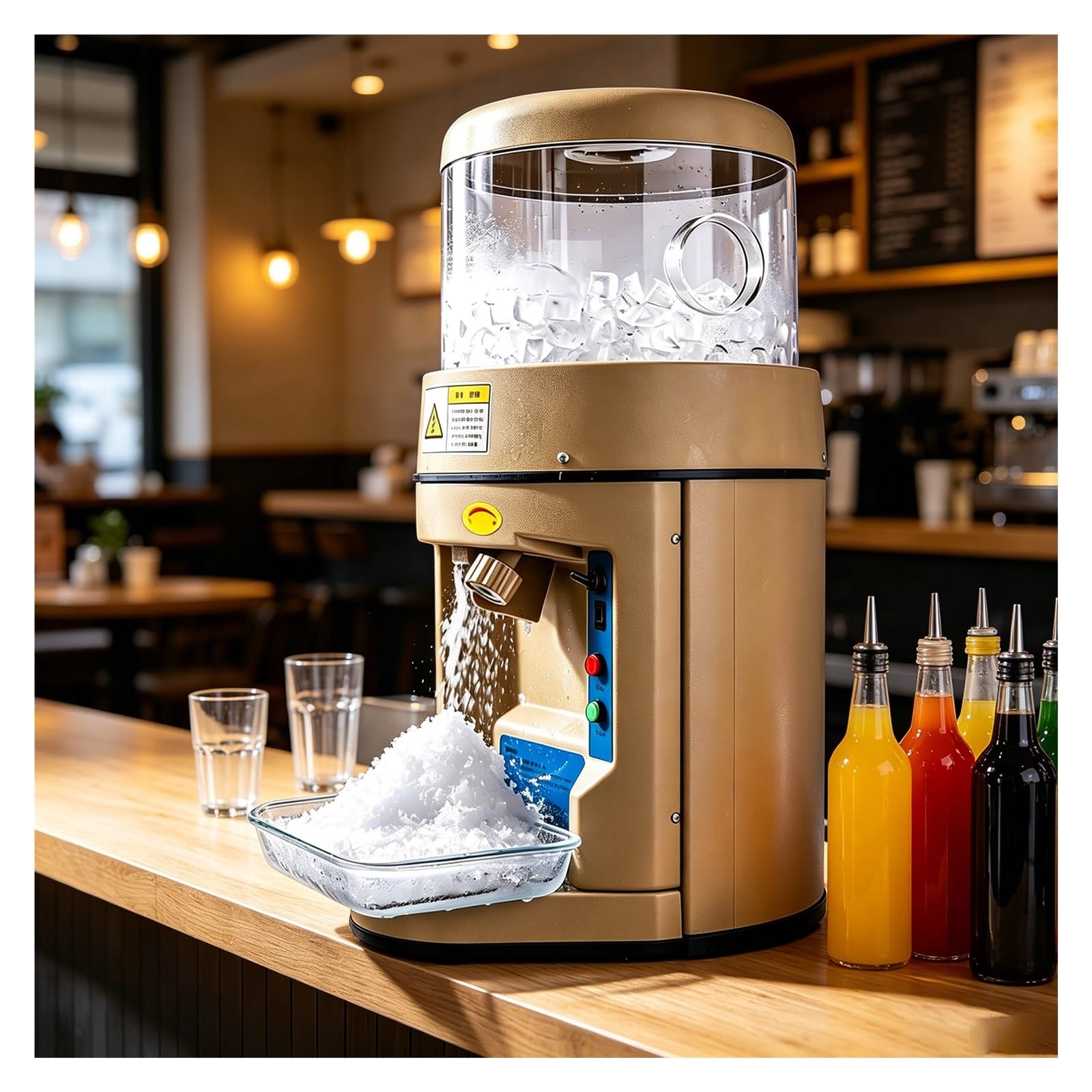 Machine à glace pilée professionnelle 440 W avec contrôle des portions et texture ajustable pour salons de thé, bars, fêtes, restaurants - Parfaite pour les smoothies et les desserts glacés.