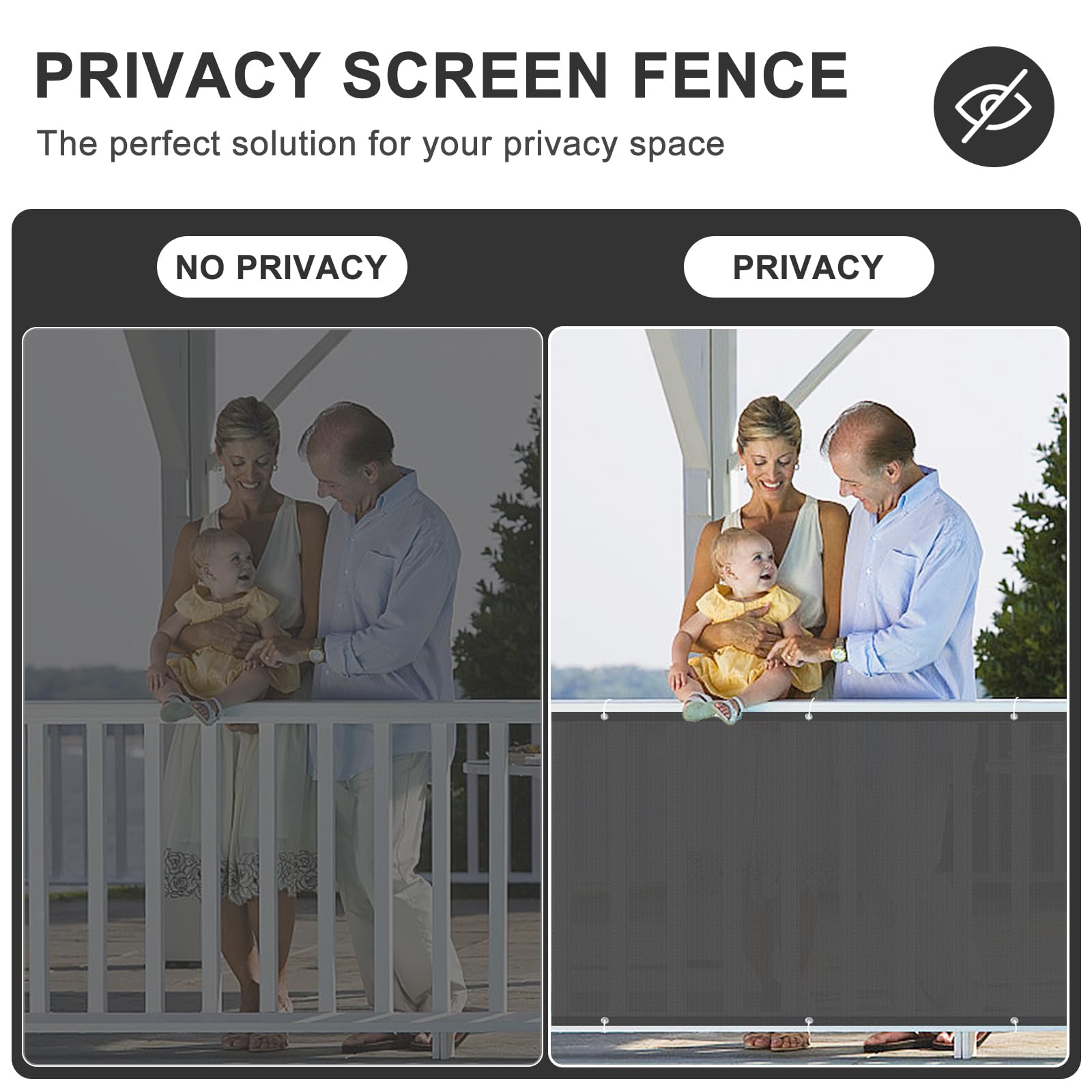 HENG FENG Balcony Privacy Screen 0.8x3m, Screen Fence Cover (HDPE), 95% UV Protection for Deck Patio, Backyard, Outdoor Pool - Image 4