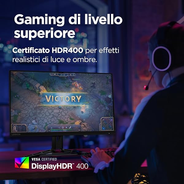 Lenovo Legion R27qe Gen 2 | Monitor Gaming 27" QHD (2560x1440), 200Hz, 0.5ms, IPS, 2x HDMI 2.1 e DisplayPort 1.2, Cavo DisplayPort incluso - Ideale per Esport, FPS e Console - 4