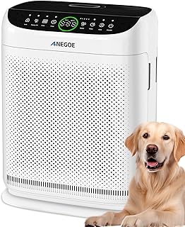 Air Purifiers for Home Large Room Up to 2500 Ft² With Double Air Intake,Washable Pre-Filters, AnEgoe Pet Air Purifier for Bedroom With Remote Control,HEPA Air Cleaner for Dust, Pets,White