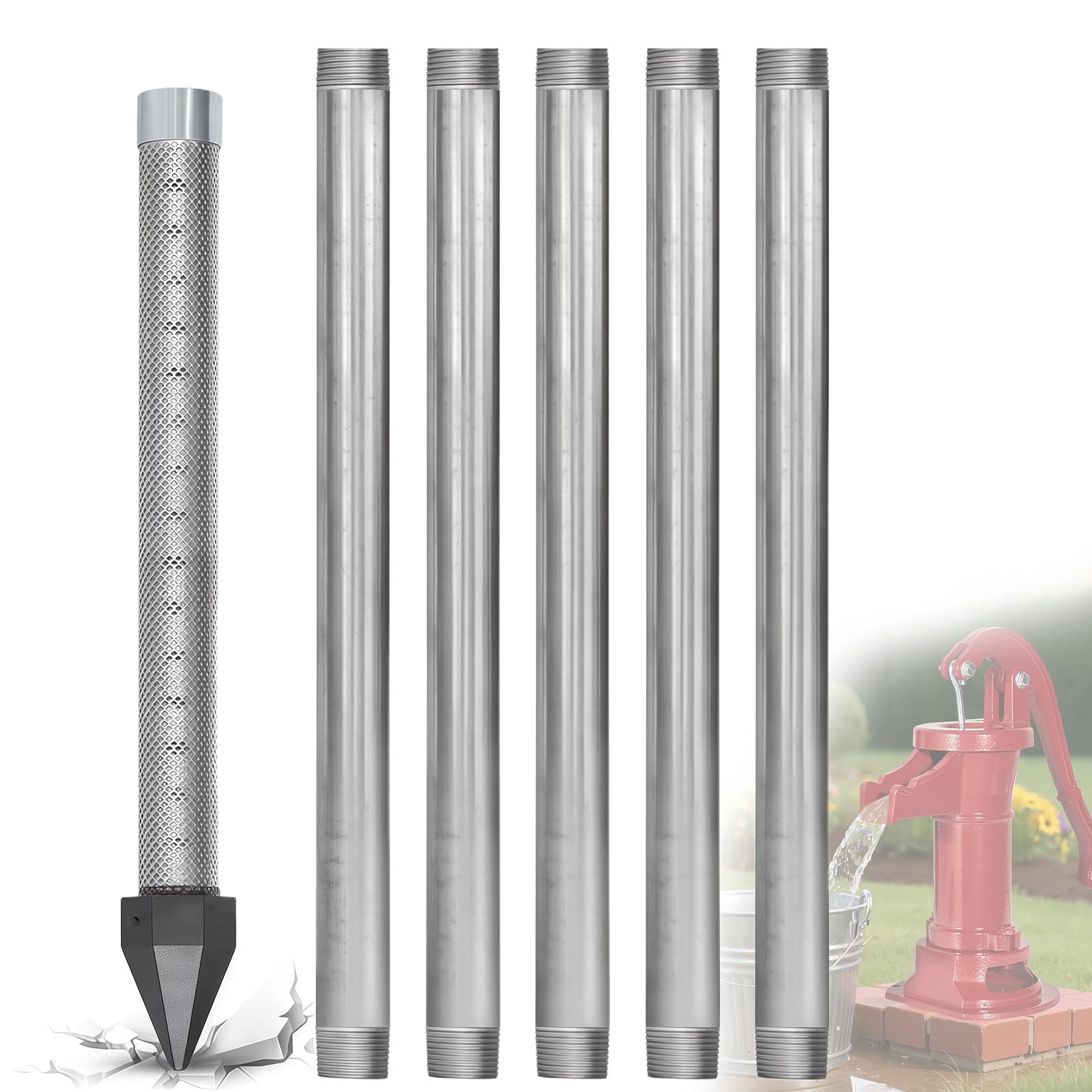 Bangbangji Multicolor Well Drive Point Kit, 60 Mesh, For Backyard Wells 5+1Kit-6M