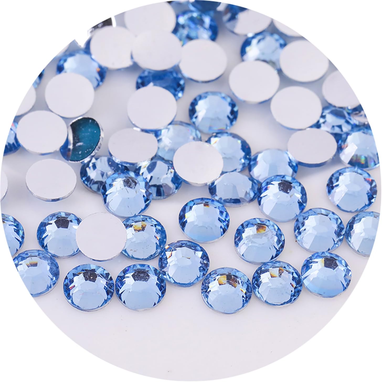 4500 Pcs SS6 2mm Flatback Rhinestones for Nails Art Crafts Glitter Round Gems Crystals DIY Clothes Shoes（Light Blue)