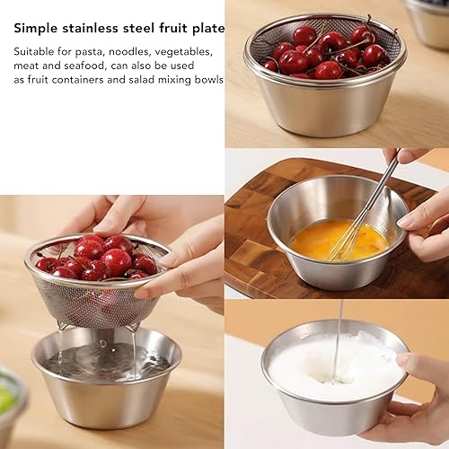 Miniatura 6 de Juego de cuencos de colador de acero inoxidable, cuencos para mezclar tazón de lavado de arroz, colador de alimentos, cesta de lavado de frutas y