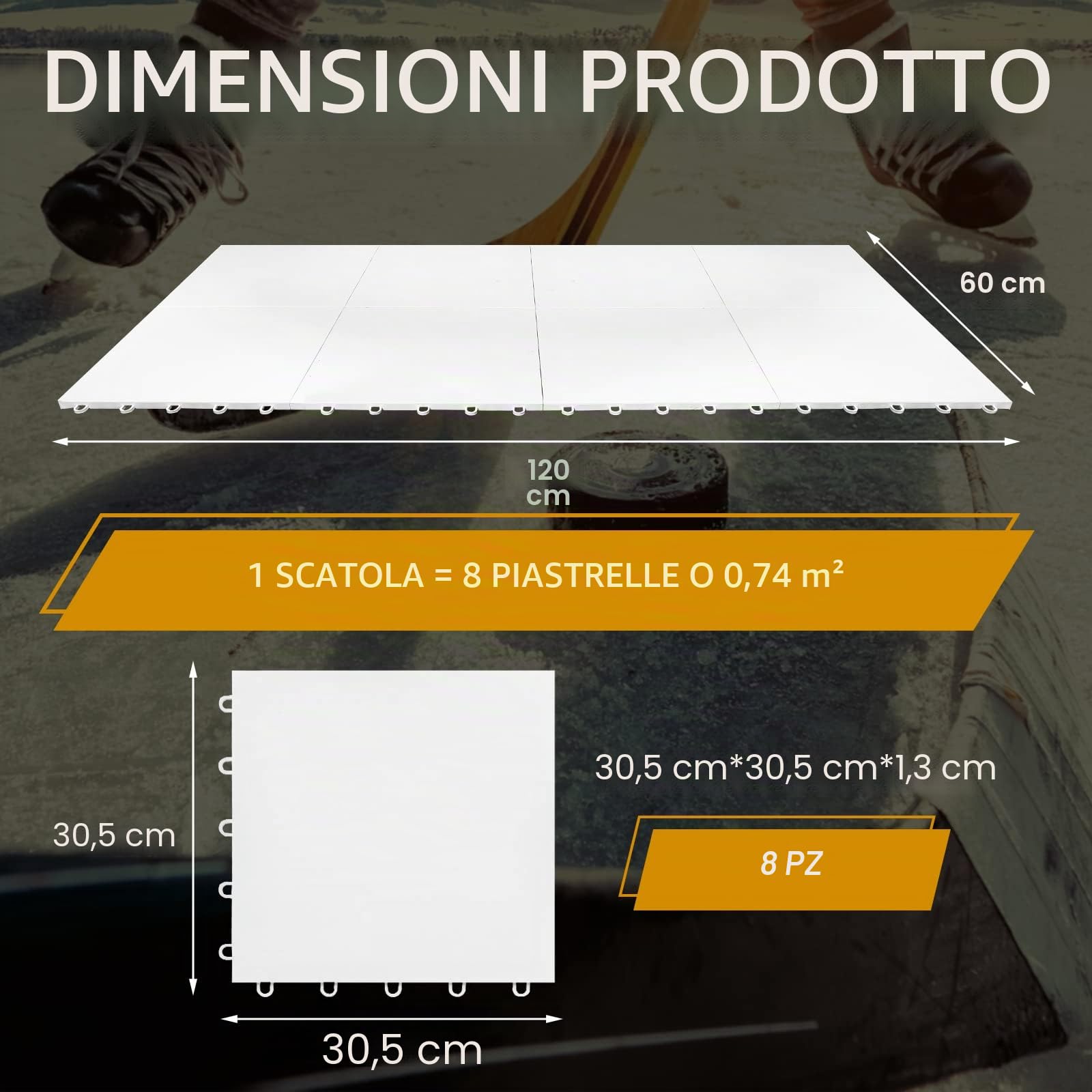Fabbay Dryland Piastrelle di ghiaccio sintetico, per tappetino da hockey, 30,5 x 30,5 cm, attrezzatura da allenamento di hockey, pannello per tiri all'aperto (bianco, confezione da 8)