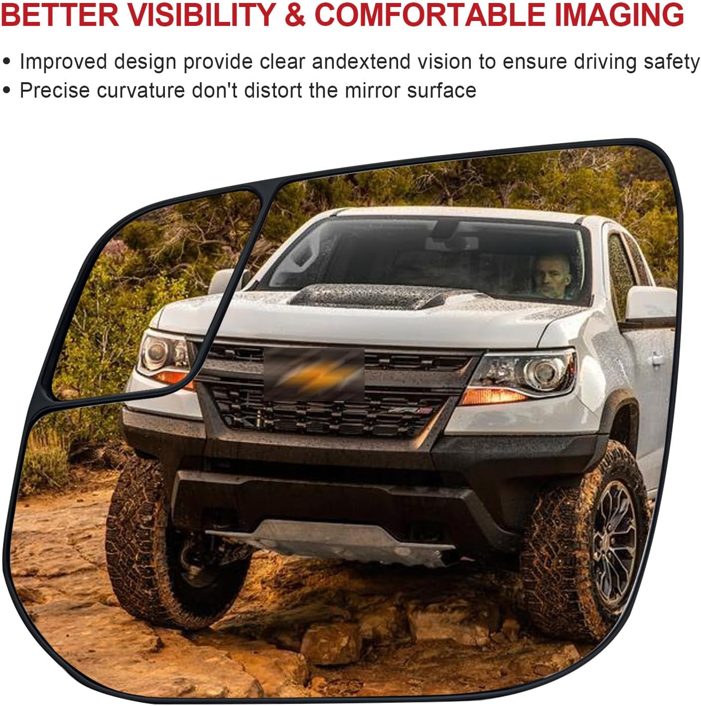 Driver Side Mirror Replacement for Colorado GMC Canyon 2015-2022, Power Heated Left Exterior Side Rearview Mirrors Glass, with Backing Plate and Rear Holder