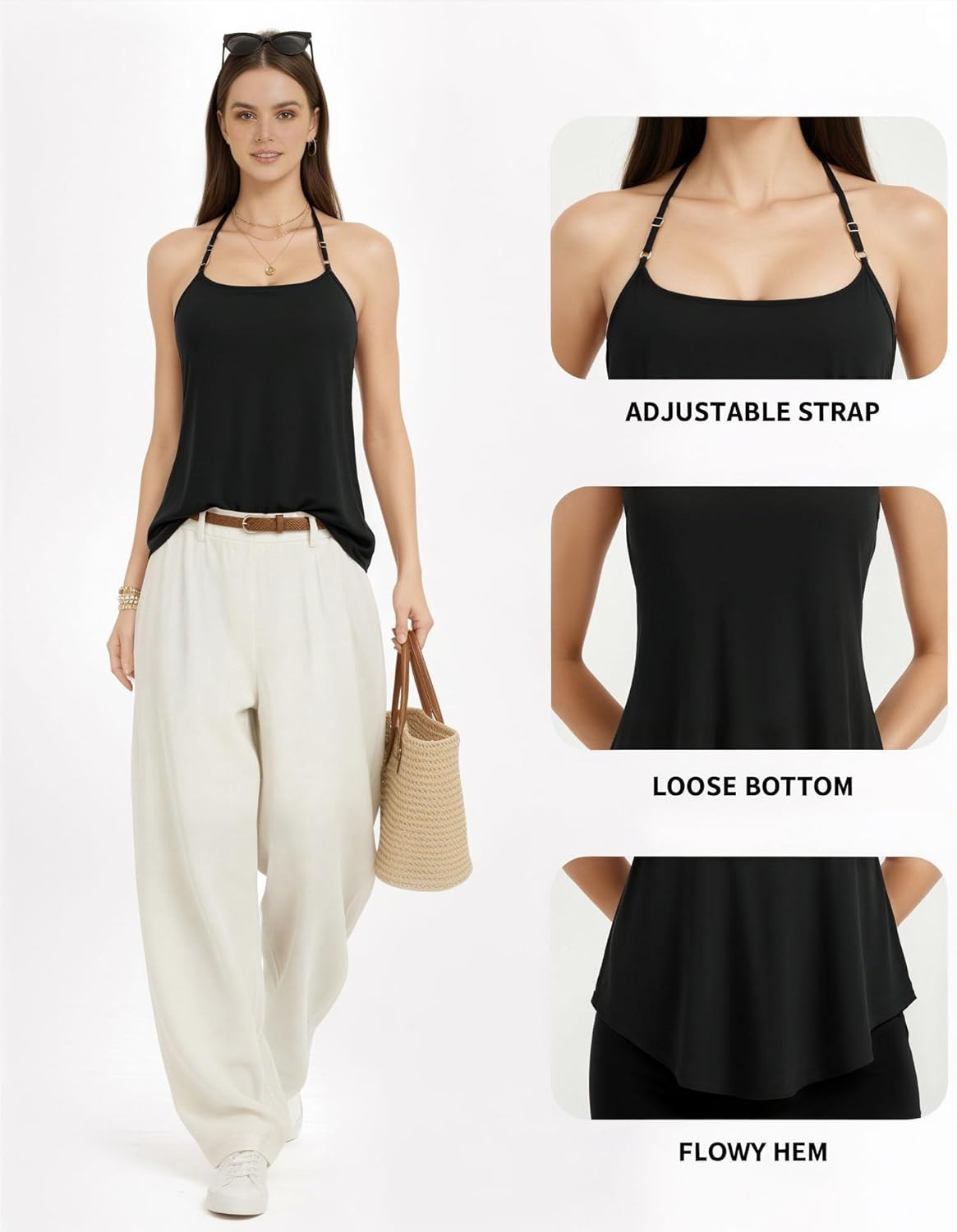 MANGOPOP Womens Halter Tank Tops Loose Fit Sleeveless Square Neck Top Casual Going Out Tees Shirts 2026 Trendy - Image 5