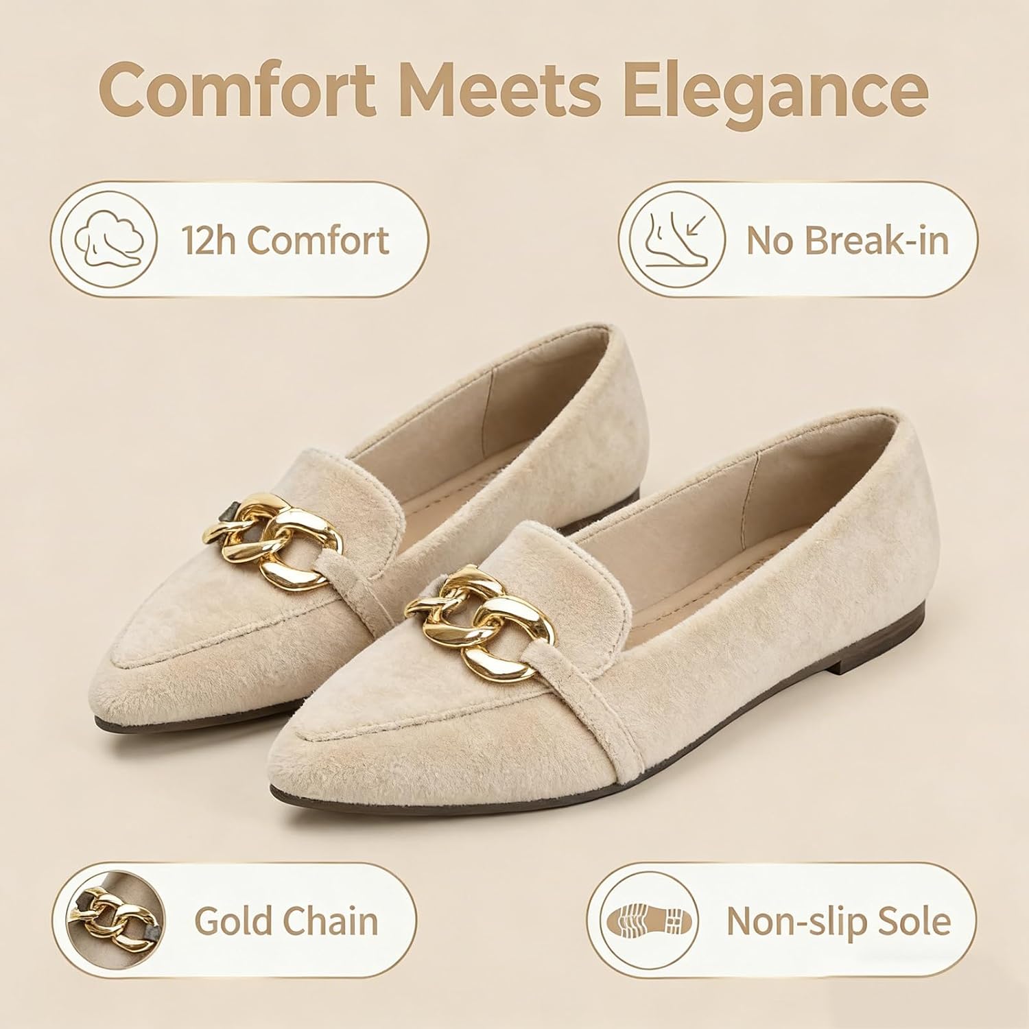 MUSSHOE Women's Loafers Comfortable Fashion Chain Flats Shoes for Women - Image 6