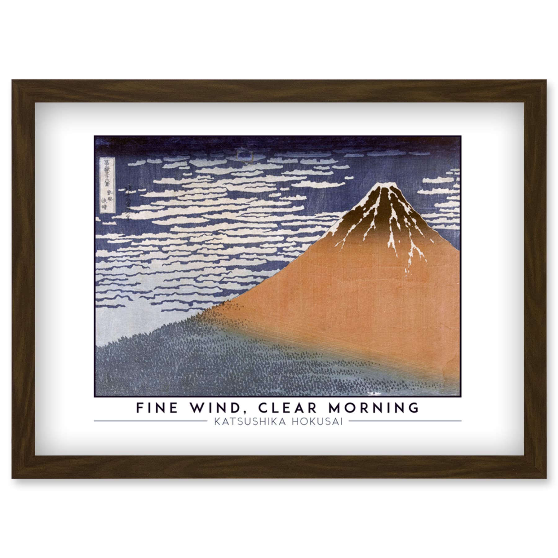 Wee Blue Coo Katsushika Hokusai Fine Wind, Clear Morning Mount Fuji Painting Artwork Framed Wall Art Print A4