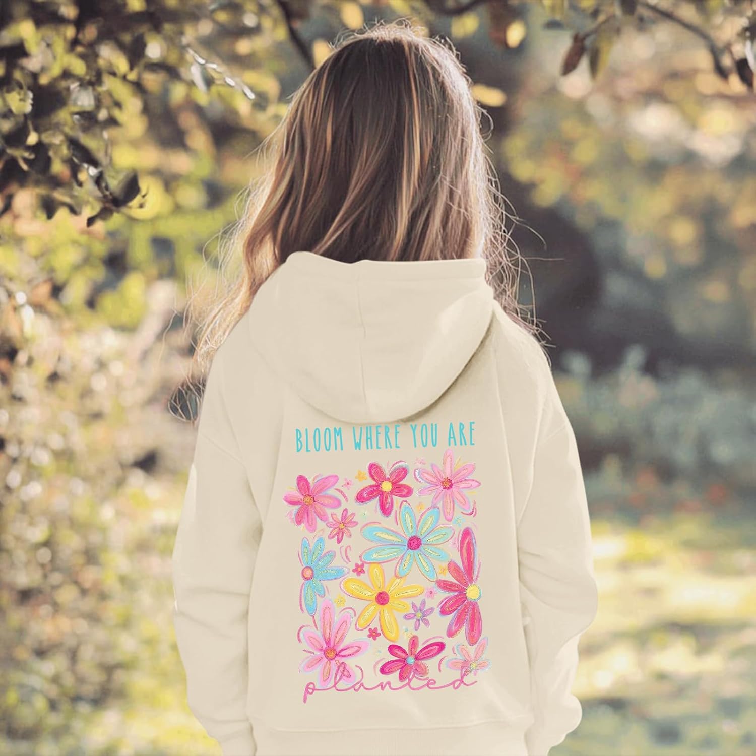 Girls Christian Flower Graphic Hoodie Kids Aesthetic Floral Inspirational Hoodies Cute Preppy Positive Sweatshirt - Image 3