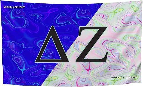 Miniatura 12 de Bandera griega de la hermandad y la fraternidad blacklight, 3 pies x 5 pies, Alpha Tau Omega