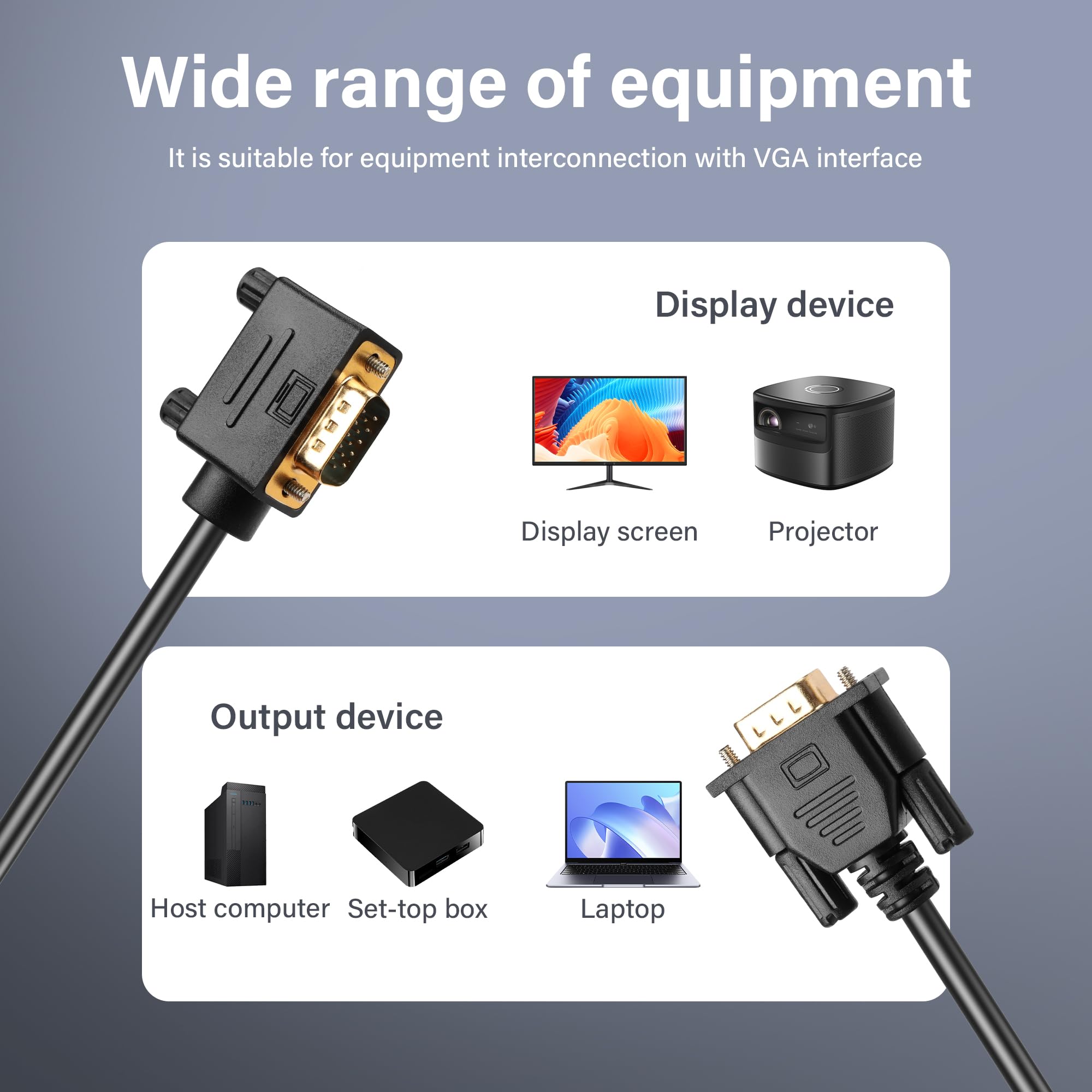 Kabel VGA 90 stopni, 1,5 m, 1080P, Full HD, męski na VGA męski na męski VGA do komputera, monitora, projektora i innych (1,5 M)