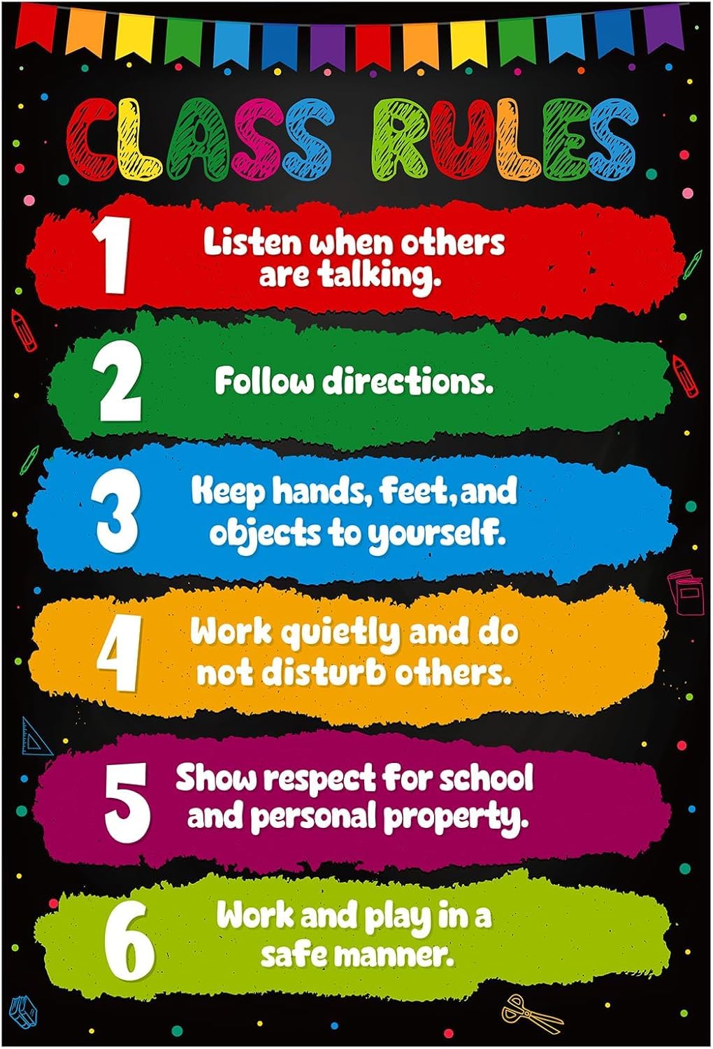 Classroom Rules Poster Class Educational Posters for Decorations Elementary Preschool Middle High School Back to Teacher Supplies Metal Tin Sign 8x12 Inch