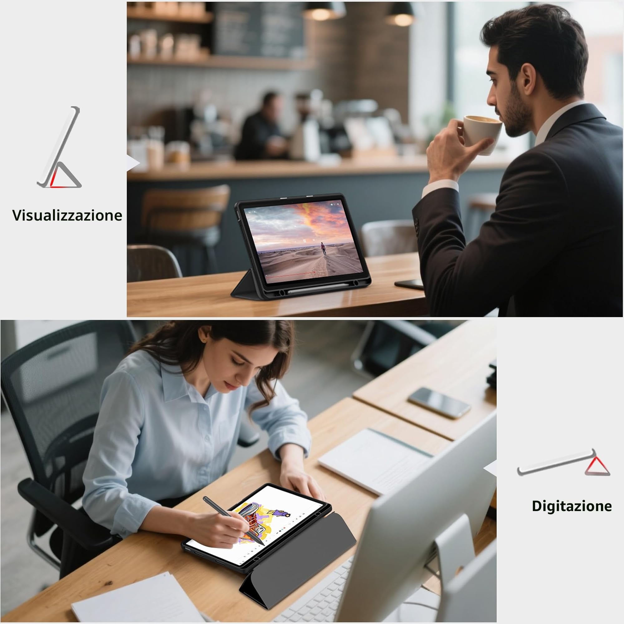 EasyAcc Custodia Compatibile Lenovo Idea Tab 11 Pollici 2025 TB-336ZU TB-336FU PU Pelle Protettiva Nero