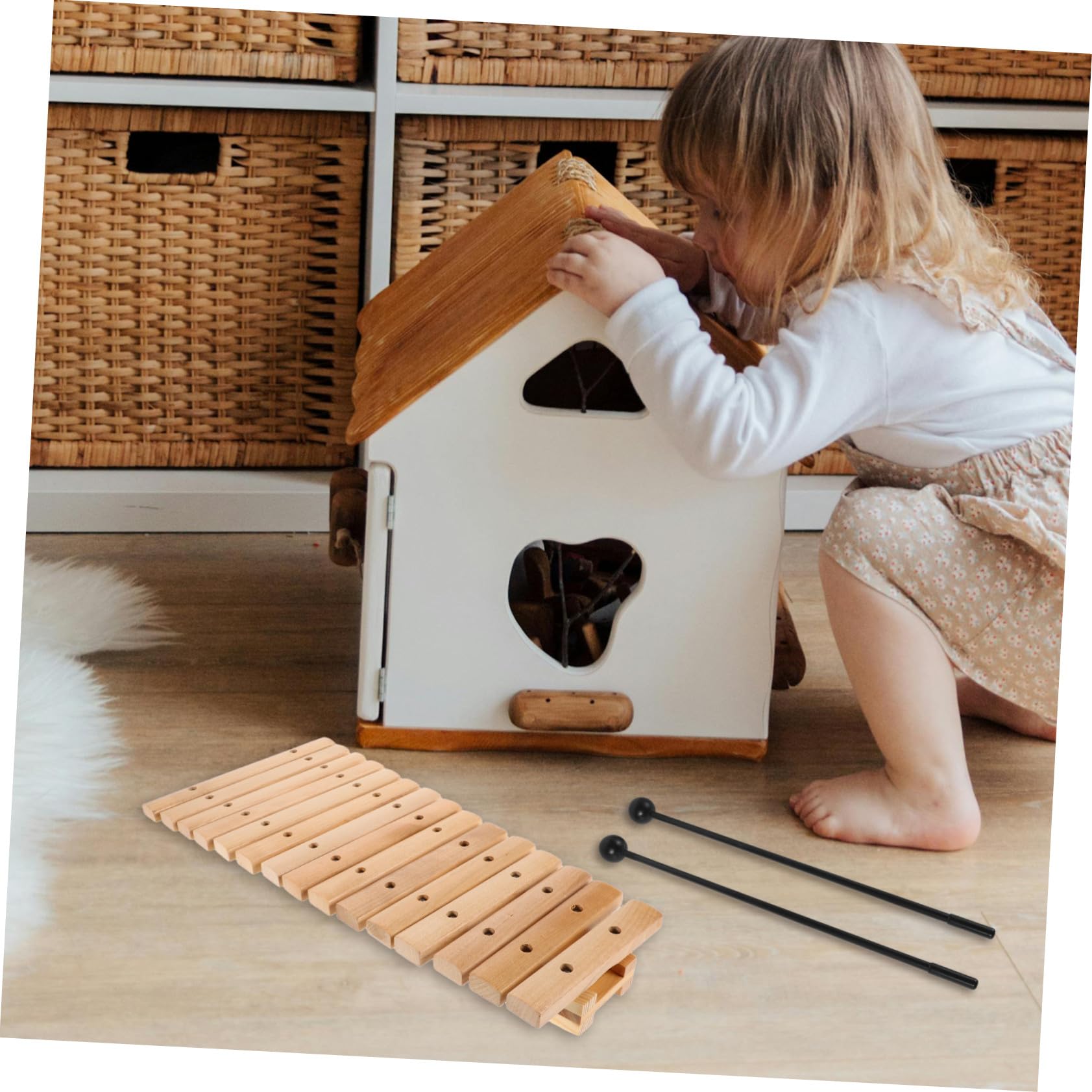 Mikikit Xilofono Strumento Musicale Sensoriale in Legno Montessori a 15 Note con Design Attraente per Ragazzo Ragazza per Educazione in Casa e Asilo