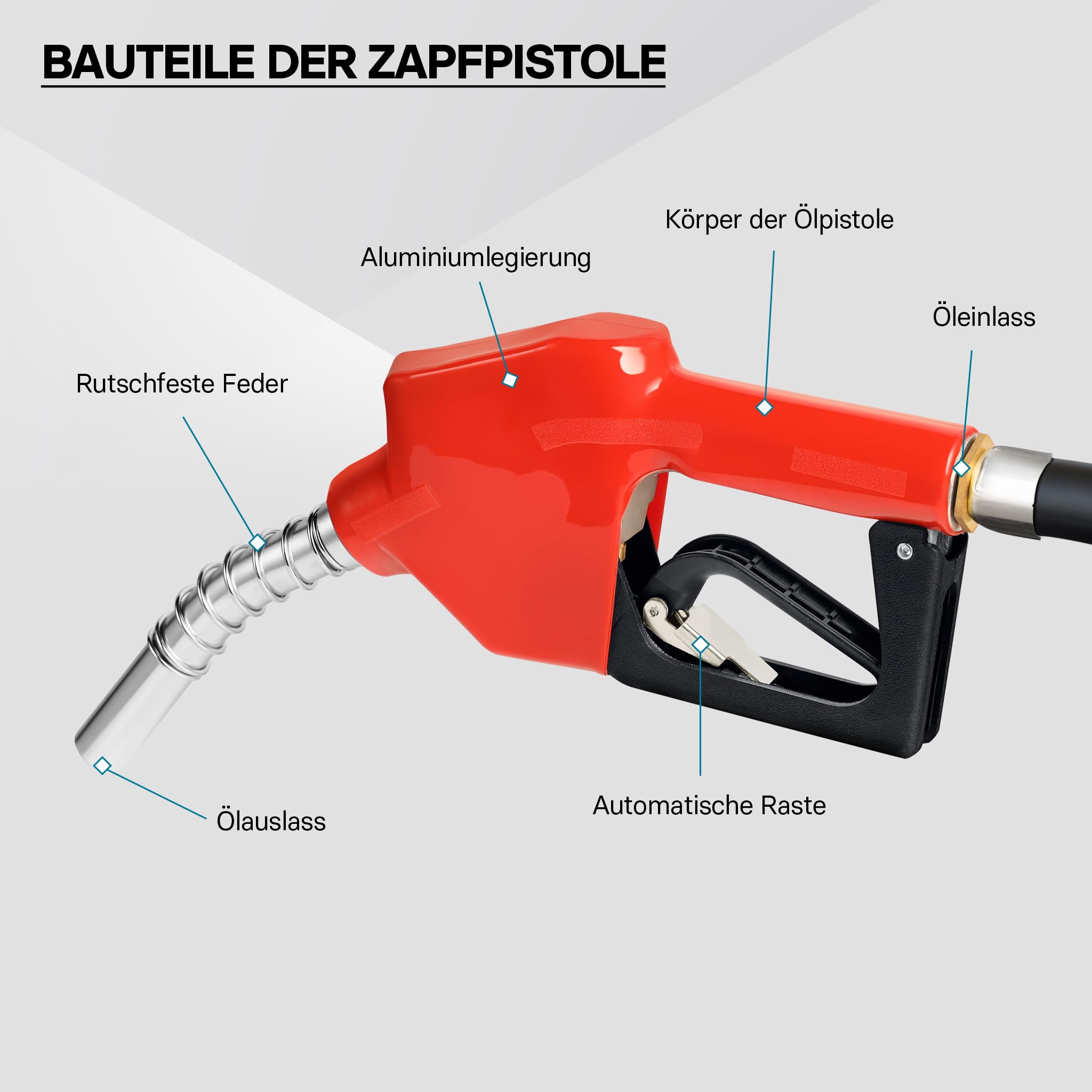 Wiltec Bio Dieselpumpe 12 V, 150 W, 40 l/min, Heizölpumpe selbstansaugend, Absaugpumpe für Diesel, Biodiesel, Heizöl, tragbare mobile Umfüllpumpe mit Zapfpistole und Schläuchen